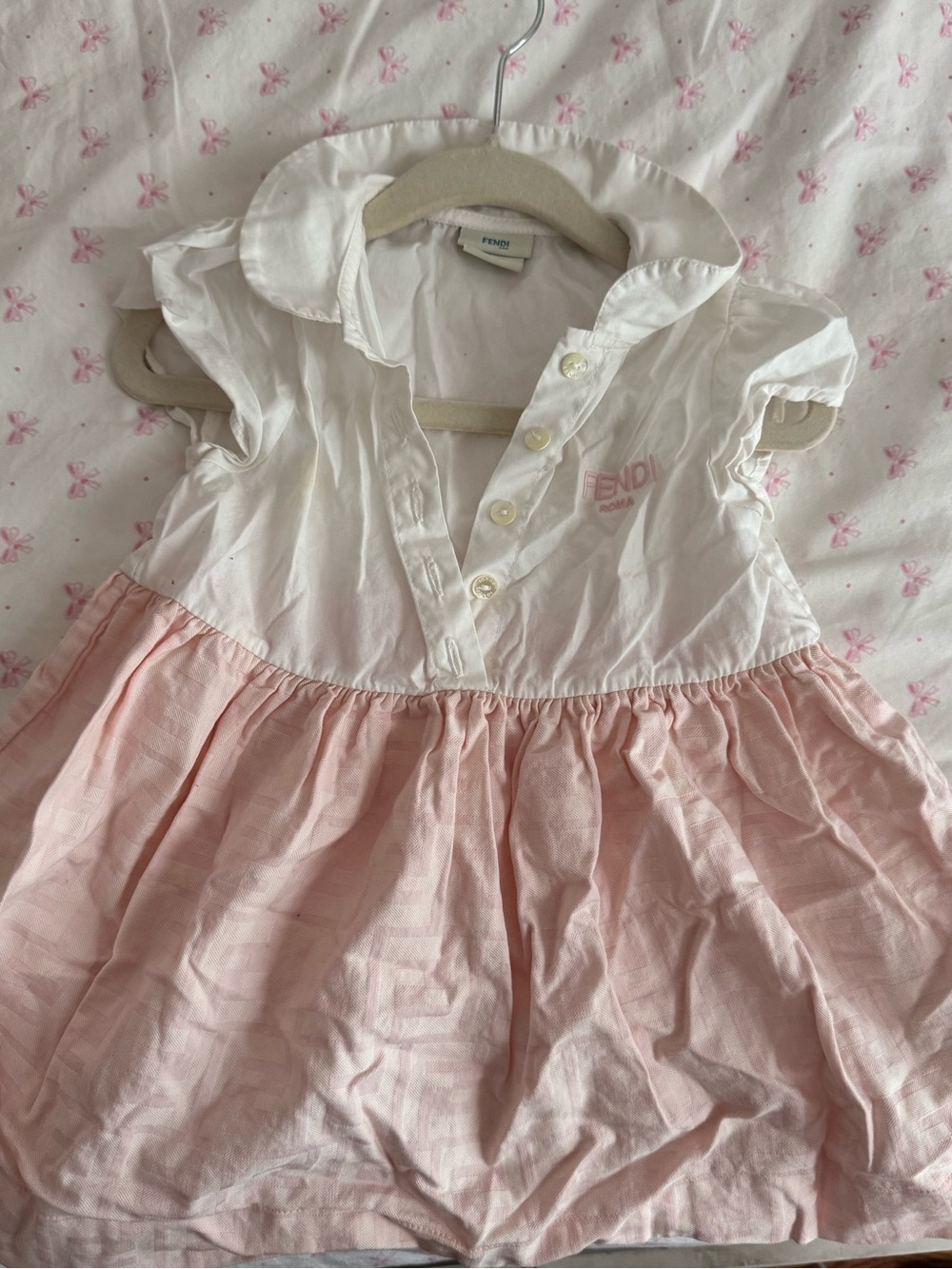 Fendi White Top Pink Skirt Polo Dress for Kids